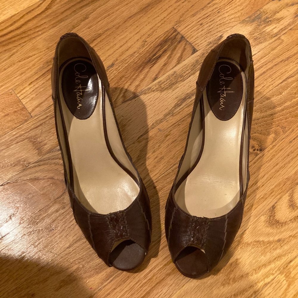 Cole Haan Brown Open-Toe Heels